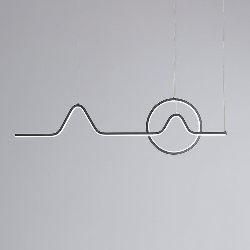 Linear Hanging Acrylic LED Ceiling Light in Black/Gold with Warm/White Light for Dining Room