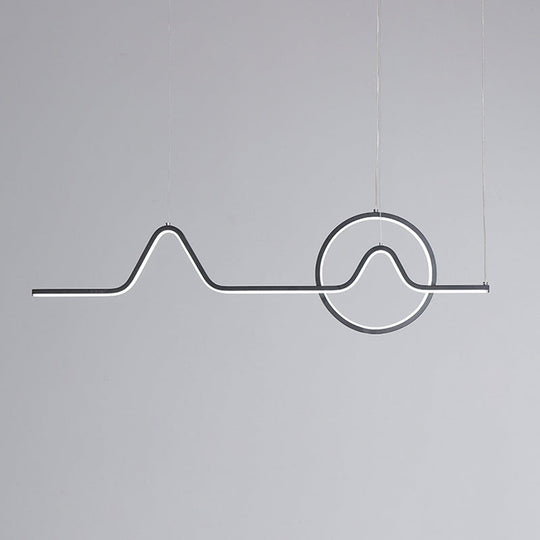 Linear Hanging Acrylic LED Ceiling Light in Black/Gold with Warm/White Light for Dining Room