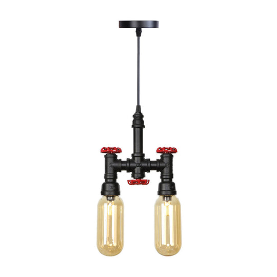 Steampunk Ceiling Chandelier With Clear/Amber Glass Capsules And 2 Lights Amber / A