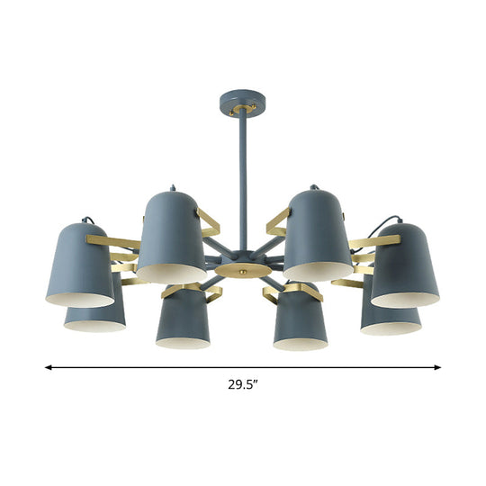 Metal Bucket Chandelier With 8 Lights Perfect For Living Room Or Kids Hanging Light