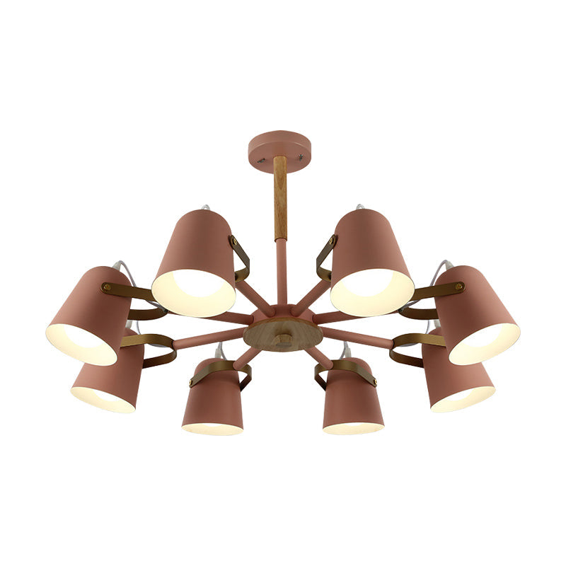 Metal Bucket Chandelier With 8 Lights Perfect For Living Room Or Kids Hanging Light