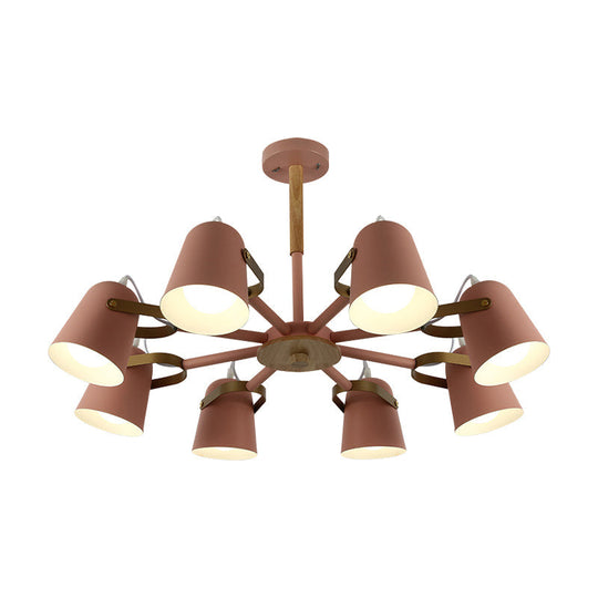 Metal Bucket Chandelier With 8 Lights Perfect For Living Room Or Kids Hanging Light