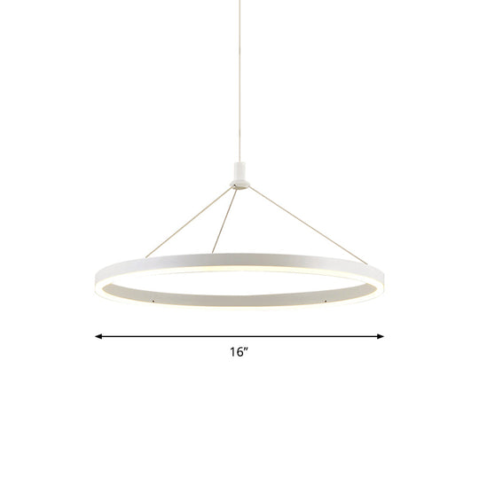 Adjustable Cord Grip Led Acrylic Pendant Chandelier- White Loop Design 12/16/47 Dia