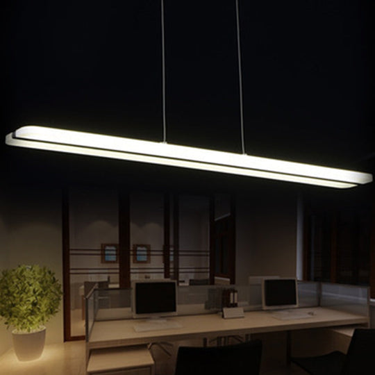 Acrylic LED Pendant Light - Minimalistic Design for Dining Rooms in Black, with Warm/White Light and Curved/Straight Line Options