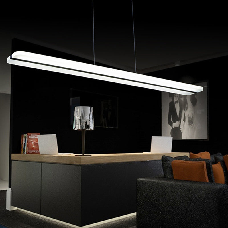 Acrylic LED Pendant Light - Minimalistic Design for Dining Rooms in Black, with Warm/White Light and Curved/Straight Line Options