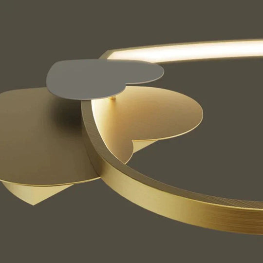 Modern Copper Heart-Shaped LED Ceiling Lamp for Bedroom or Living Room
