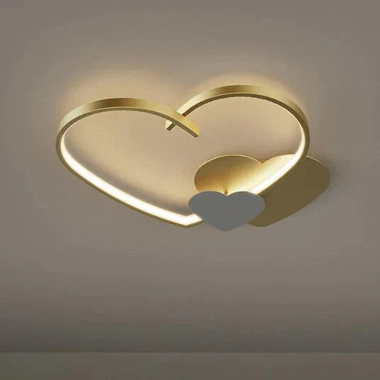 Modern Copper Heart-Shaped LED Ceiling Lamp for Bedroom or Living Room