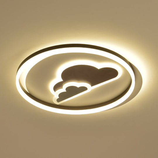 Modern Cloud-Themed Flush LED Ceiling Light in White for Baby Room