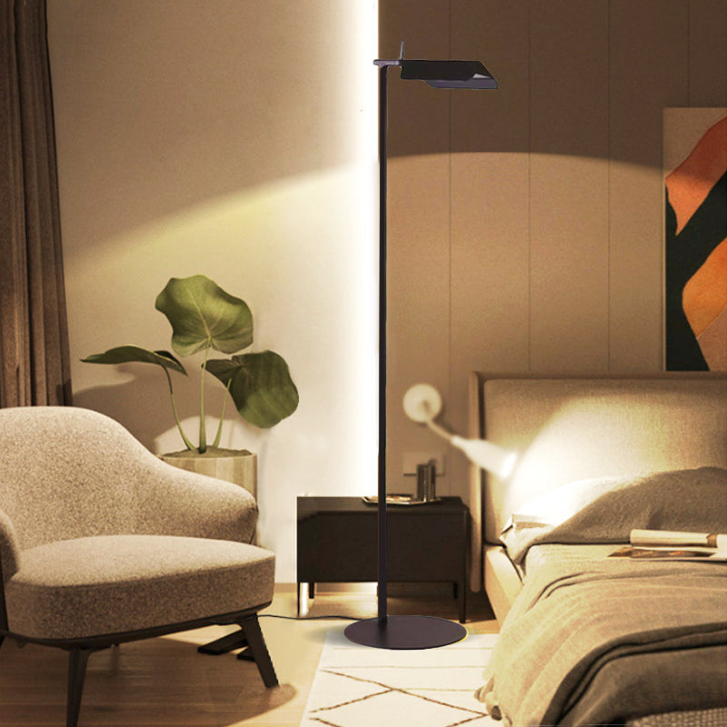 Modern Metal Floor Lamp For Bedroom- Black/White/Blue Folded Standing Light