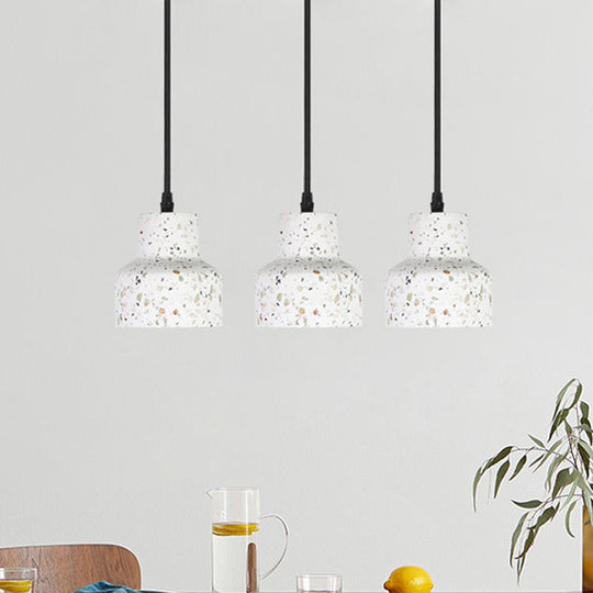 Suspension nordique avec abat-jour en terrazzo - Design disque/cône/cylindre blanc