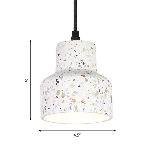 Nordic Hanging Pendant Light With Terrazzo Shade - White Disc/Cone/Cylinder Suspension Lighting