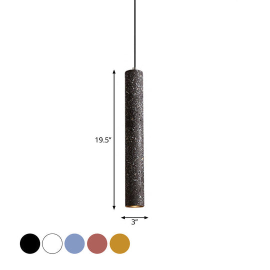 Loft-Style Terrazzo LED Pendant Lamp in Fluted Design, White/Yellow/Blue Ceiling Light for Dining Room