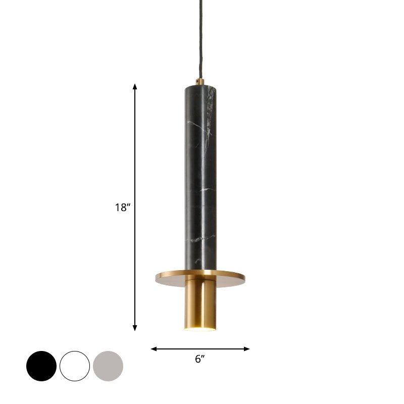 Plafonnier suspendu Sword - Lampe suspendue à LED pour salle à manger en marbre design, noir/blanc/beige et laiton