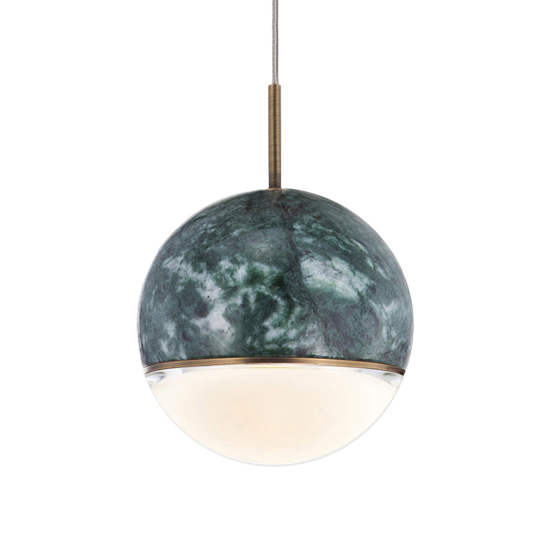 Nordic Marble Hanging Light - Spherical Dining Room Pendant With 1 Bulb And 4/6 Width Available In
