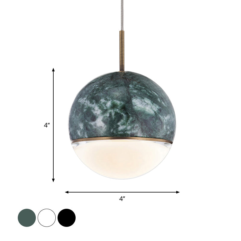 Nordic Marble Hanging Light - Spherical Dining Room Pendant With 1 Bulb And 4/6 Width Available In