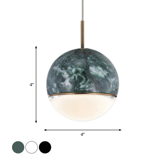 Nordic Marble Hanging Light - Spherical Dining Room Pendant With 1 Bulb And 4/6 Width Available In