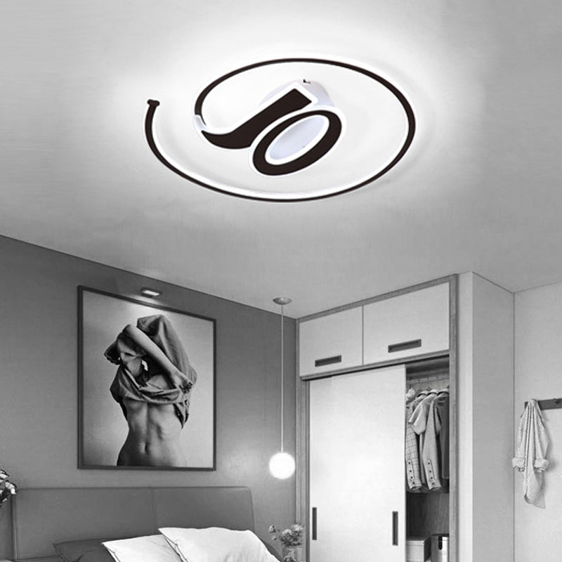 Modern Black Acrylic LED Ceiling Lamp - Number Shaped Flush Light for Kindergarten