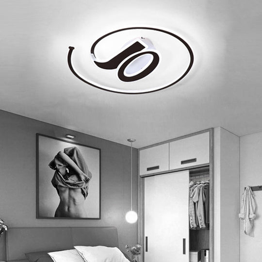 Modern Black Acrylic LED Ceiling Lamp - Number Shaped Flush Light for Kindergarten