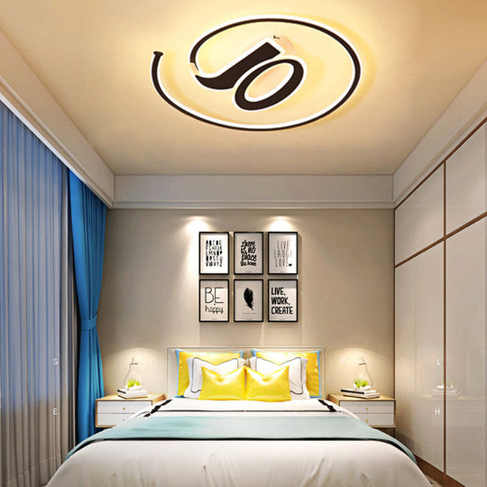 Modern Black Acrylic LED Ceiling Lamp - Number Shaped Flush Light for Kindergarten
