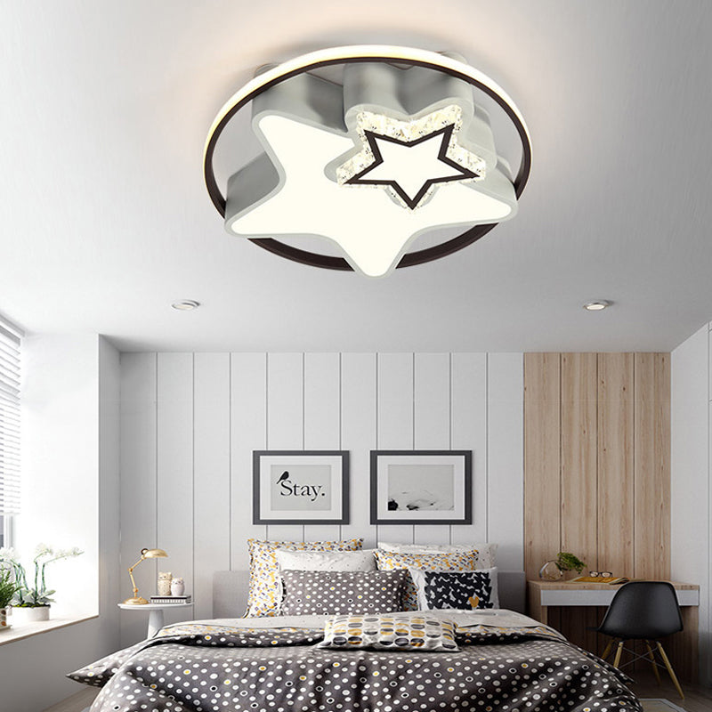 Modern LED Acrylic Star Flushmount Ceiling Light - White Flush Mount for Bedrooms