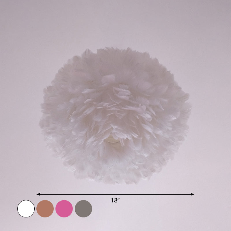 Modernist Feather Rose Blossom Pendant Light - 1-Light Grey/Apricot/Pink Ceiling Hang Lamp 18/21.5