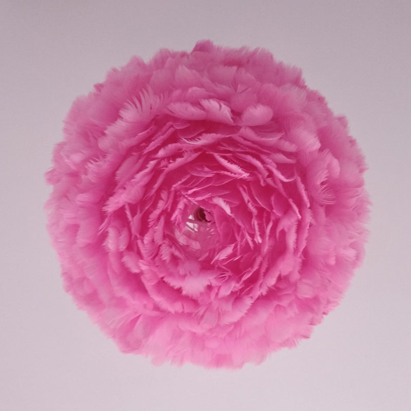 Modernist Feather Rose Blossom Pendant Light - 1-Light Grey/Apricot/Pink Ceiling Hang Lamp 18/21.5