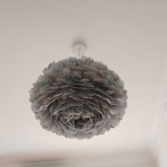 Modernist 1-Light Feather Rose Pendant Light - Grey/Apricot/Pink - Ceiling Hang Lamp - 18"/21.5" Width - Perfect for Tables