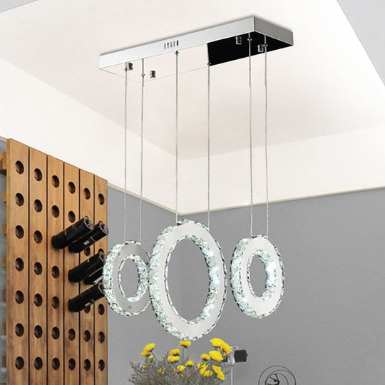 Modern Silver Crystal Pendant Light For Dining Room- 3/5 Lights 3 /