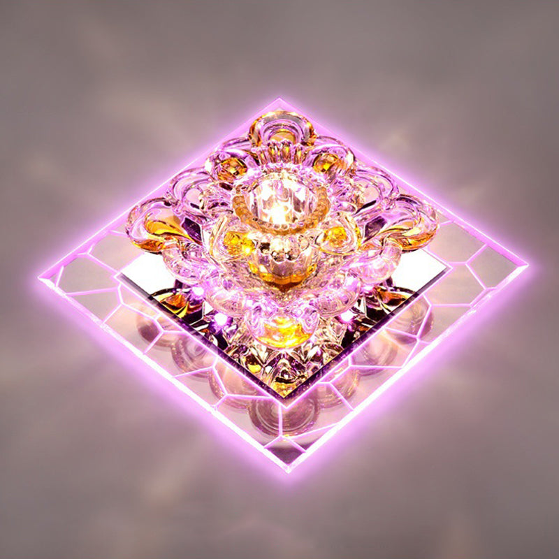 Floral Flush Mount LED Ceiling Light with Crystal Shade - Elegant and Simple