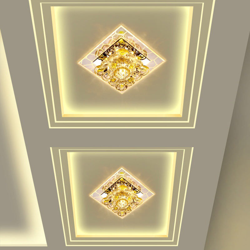 Floral Flush Mount LED Ceiling Light with Crystal Shade - Elegant and Simple