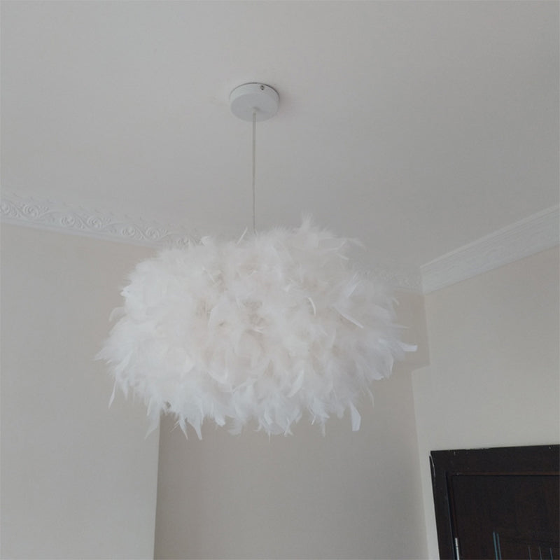 Minimalist Hanging Pendant Light With Feather Design - White
