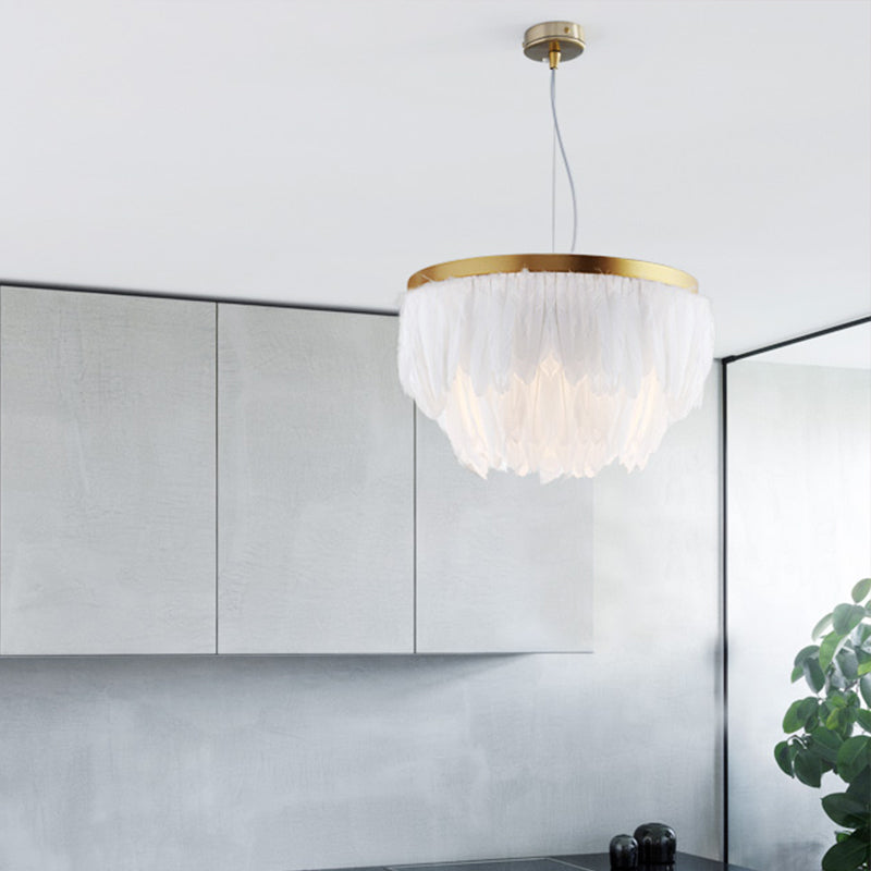 Kit de suspension à plumes - Postmoderne à 1 tête superposée, blanc/bleu - Salle à manger