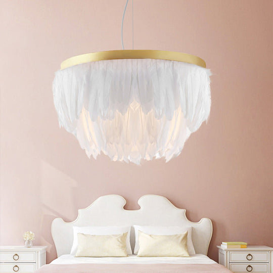 Kit de suspension à plumes - Postmoderne à 1 tête superposée, blanc/bleu - Salle à manger