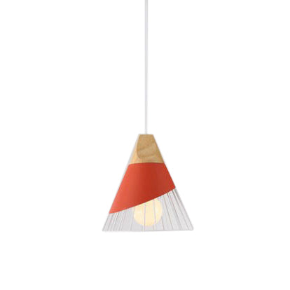 Modern Cone Pendant Light With Aluminum And Wood Design - Black/Blue Ideal For Dining Table Red