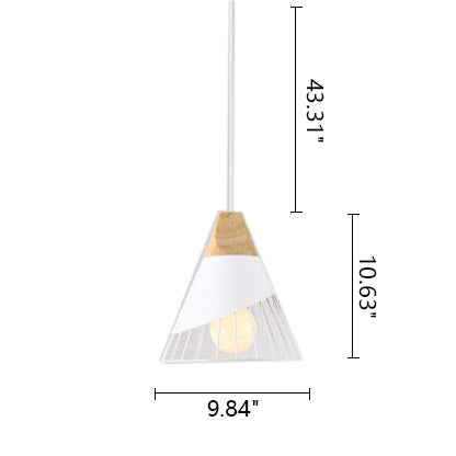 Modern Cone Pendant Light With Aluminum And Wood Design - Black/Blue Ideal For Dining Table White