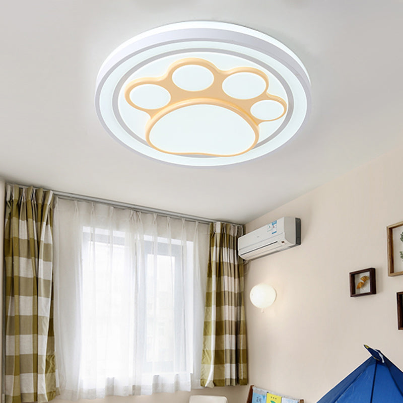 Girls Pink Cartoon LED Ceiling Lamp with Cute Pattern Acrylic Flush Mount Light