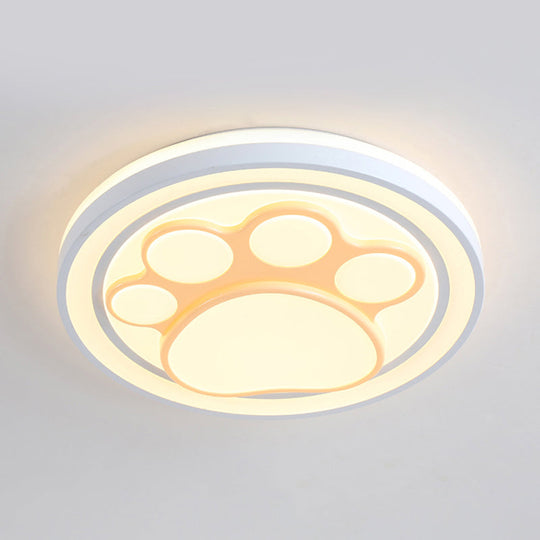 Girls Pink Cartoon LED Ceiling Lamp with Cute Pattern Acrylic Flush Mount Light