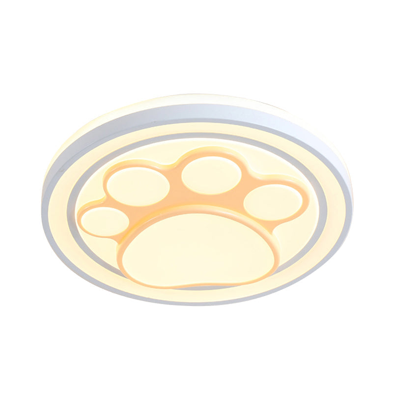 Girls Pink Cartoon LED Ceiling Lamp with Cute Pattern Acrylic Flush Mount Light