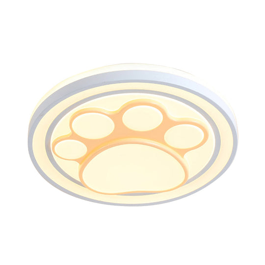 Girls Pink Cartoon LED Ceiling Lamp with Cute Pattern Acrylic Flush Mount Light