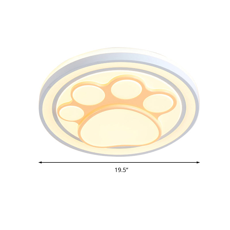 Girls Pink Cartoon LED Ceiling Lamp with Cute Pattern Acrylic Flush Mount Light