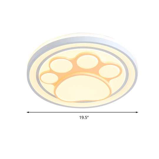 Girls Pink Cartoon LED Ceiling Lamp with Cute Pattern Acrylic Flush Mount Light