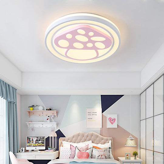 Girls Pink Cartoon LED Ceiling Lamp with Cute Pattern Acrylic Flush Mount Light