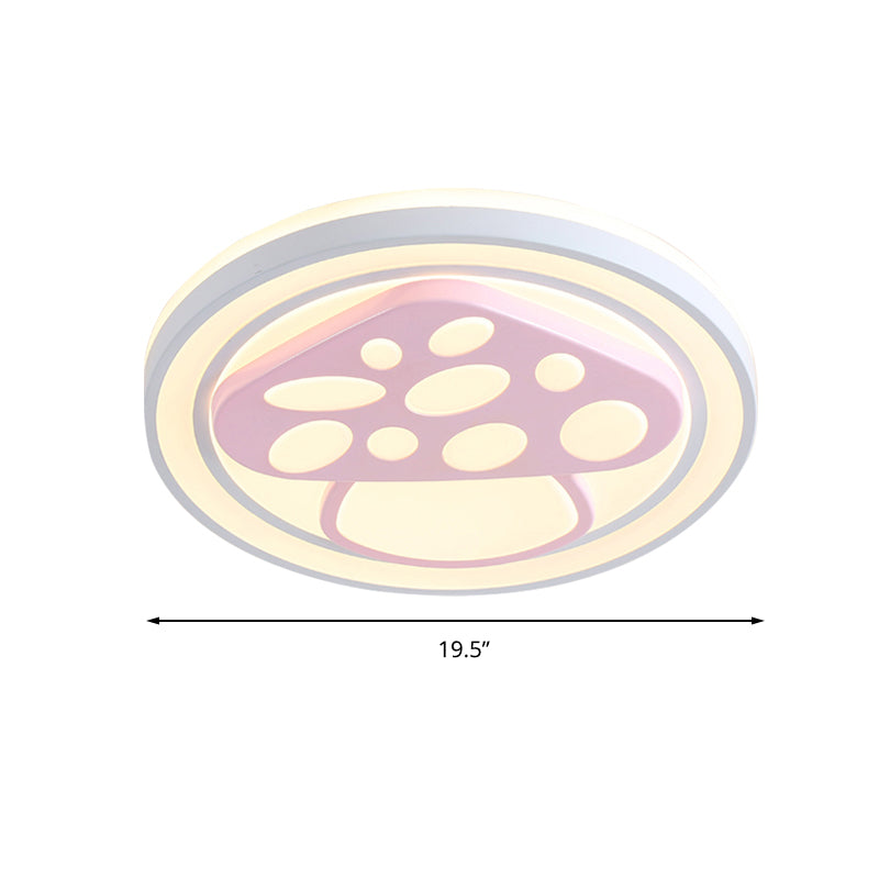 Girls Pink Cartoon LED Ceiling Lamp with Cute Pattern Acrylic Flush Mount Light