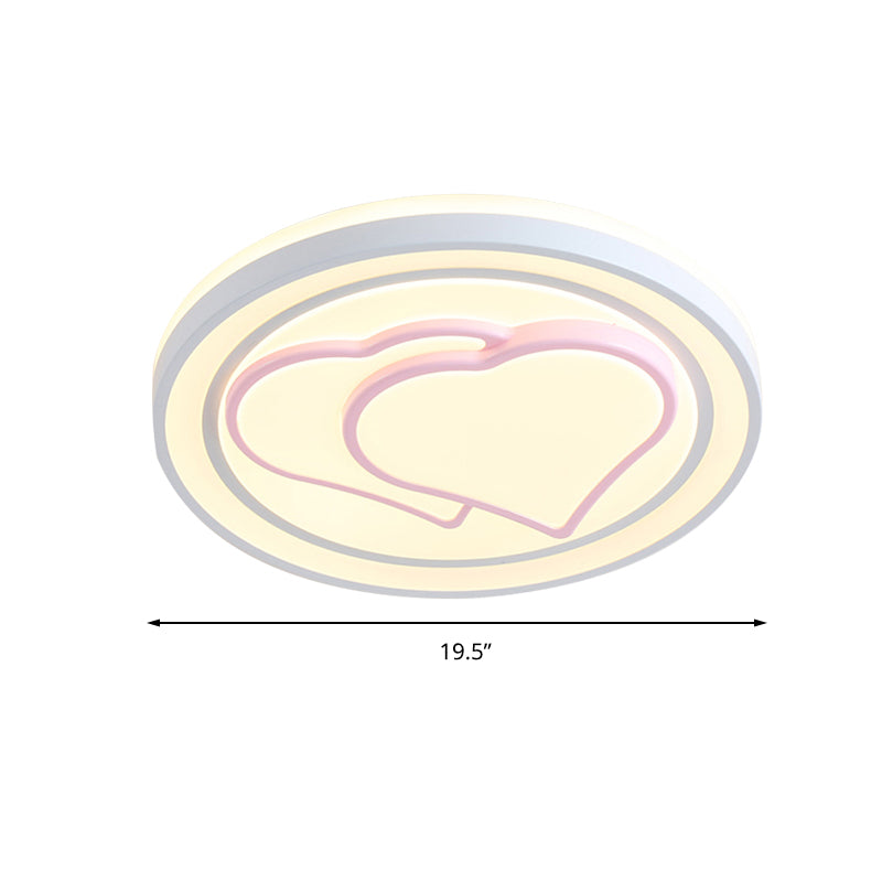 Girls Pink Cartoon LED Ceiling Lamp with Cute Pattern Acrylic Flush Mount Light