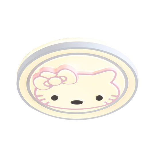 Girls Pink Cartoon LED Ceiling Lamp with Cute Pattern Acrylic Flush Mount Light