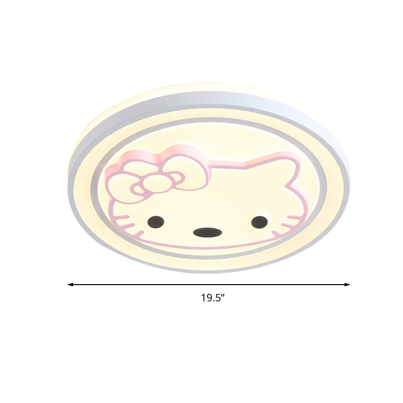 Girls Pink Cartoon LED Ceiling Lamp with Cute Pattern Acrylic Flush Mount Light