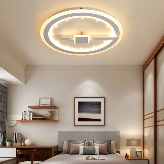 Sleek Slim Panel Led Flush Ceiling Light For Dining Room - Creative Circle Design With Acrylic White