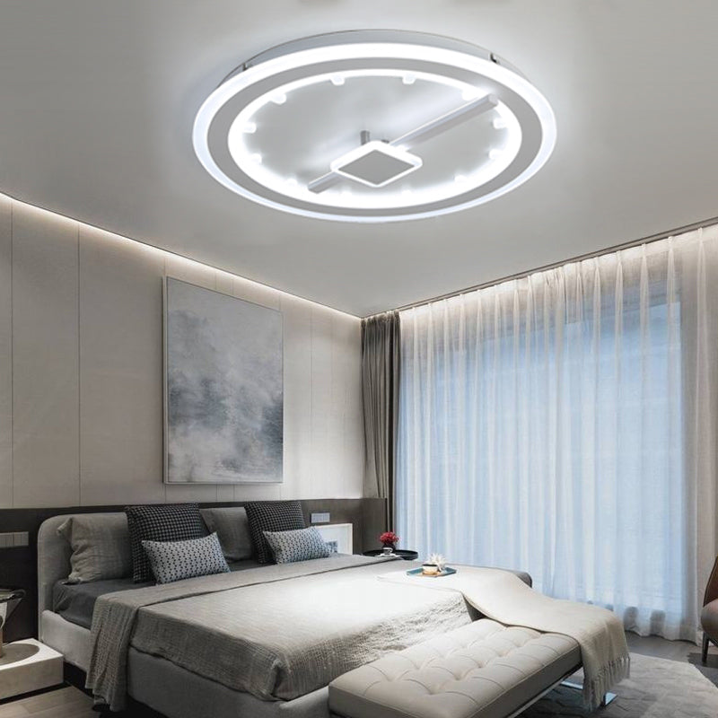 Sleek Slim Panel LED Flush Ceiling Light for Dining Room - Creative Circle Design with Acrylic White Shade