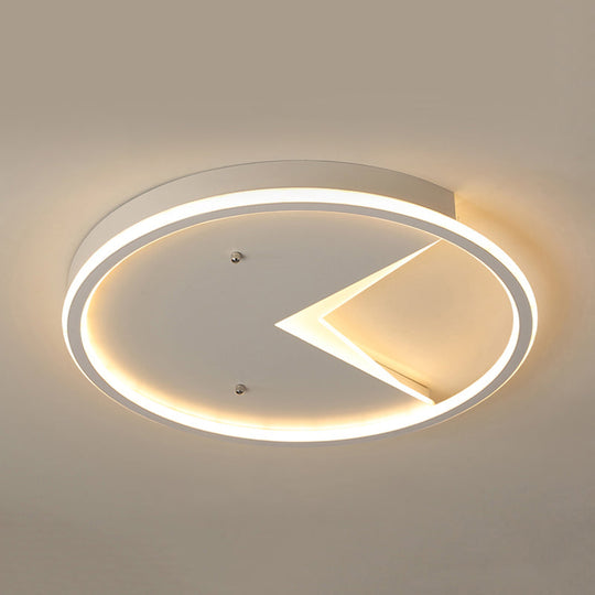 Sleek Slim Panel LED Flush Ceiling Light for Dining Room - Creative Circle Design with Acrylic White Shade