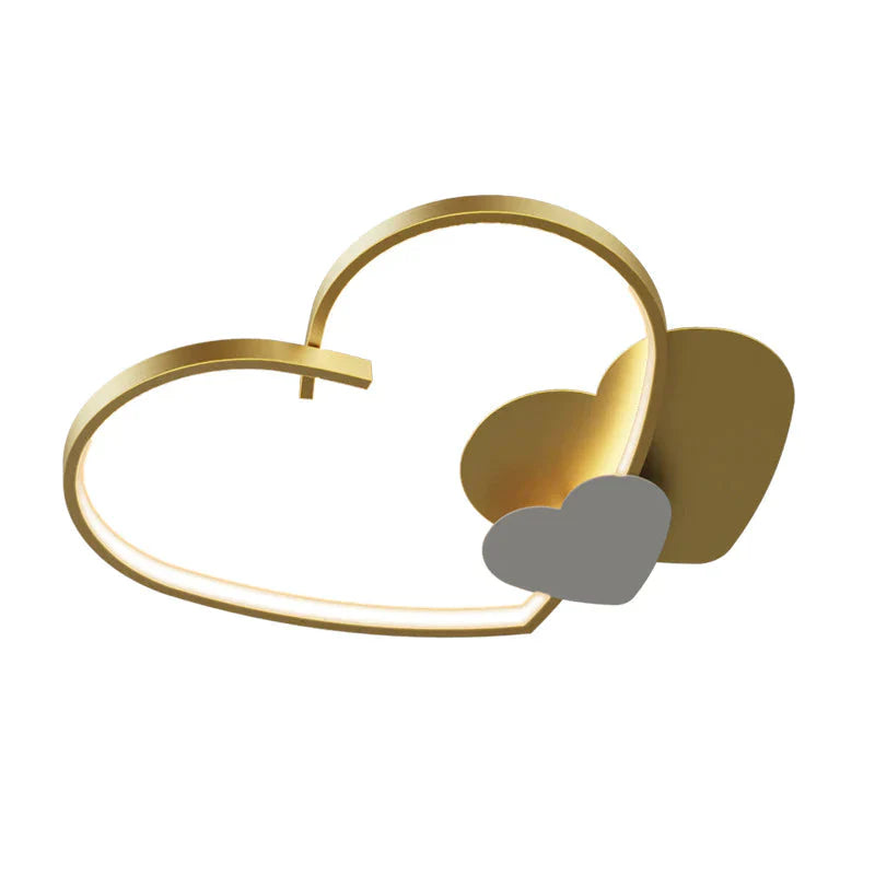 Modern Copper Heart-Shaped LED Ceiling Lamp for Bedroom or Living Room